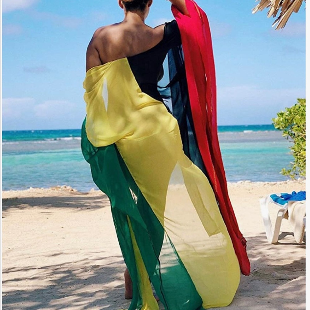 Bsubseach Plus Size Women Chiffon Beach Bikini Cover Up Colorful